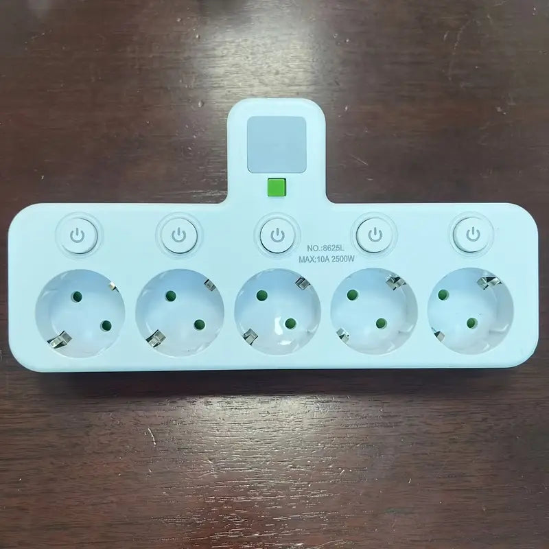 Višenamenski električni adapter sa 5 utičnica i individualnim prekidačima