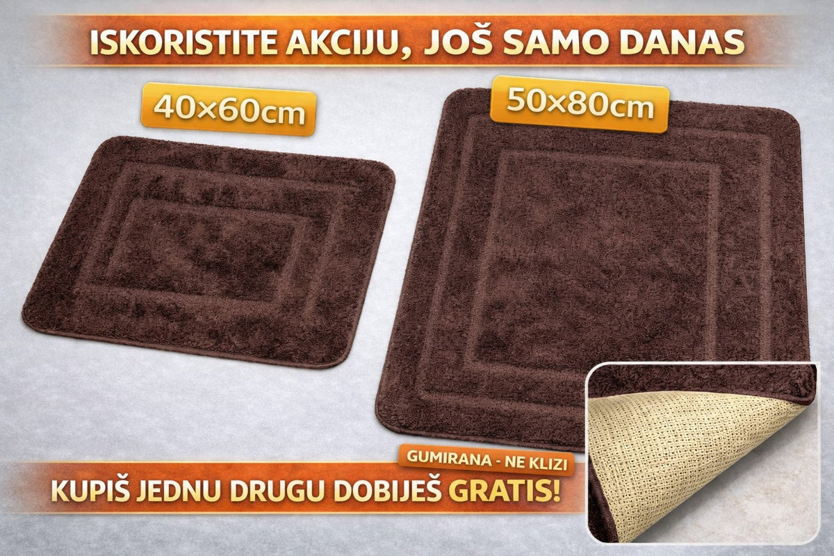🛁 Kupatilske prostirke sa gumenom podlogom – 1+1 GRATIS 🔥