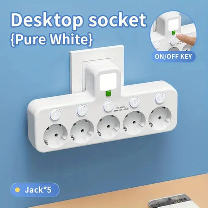 Višenamenski električni adapter sa 5 utičnica i individualnim prekidačima