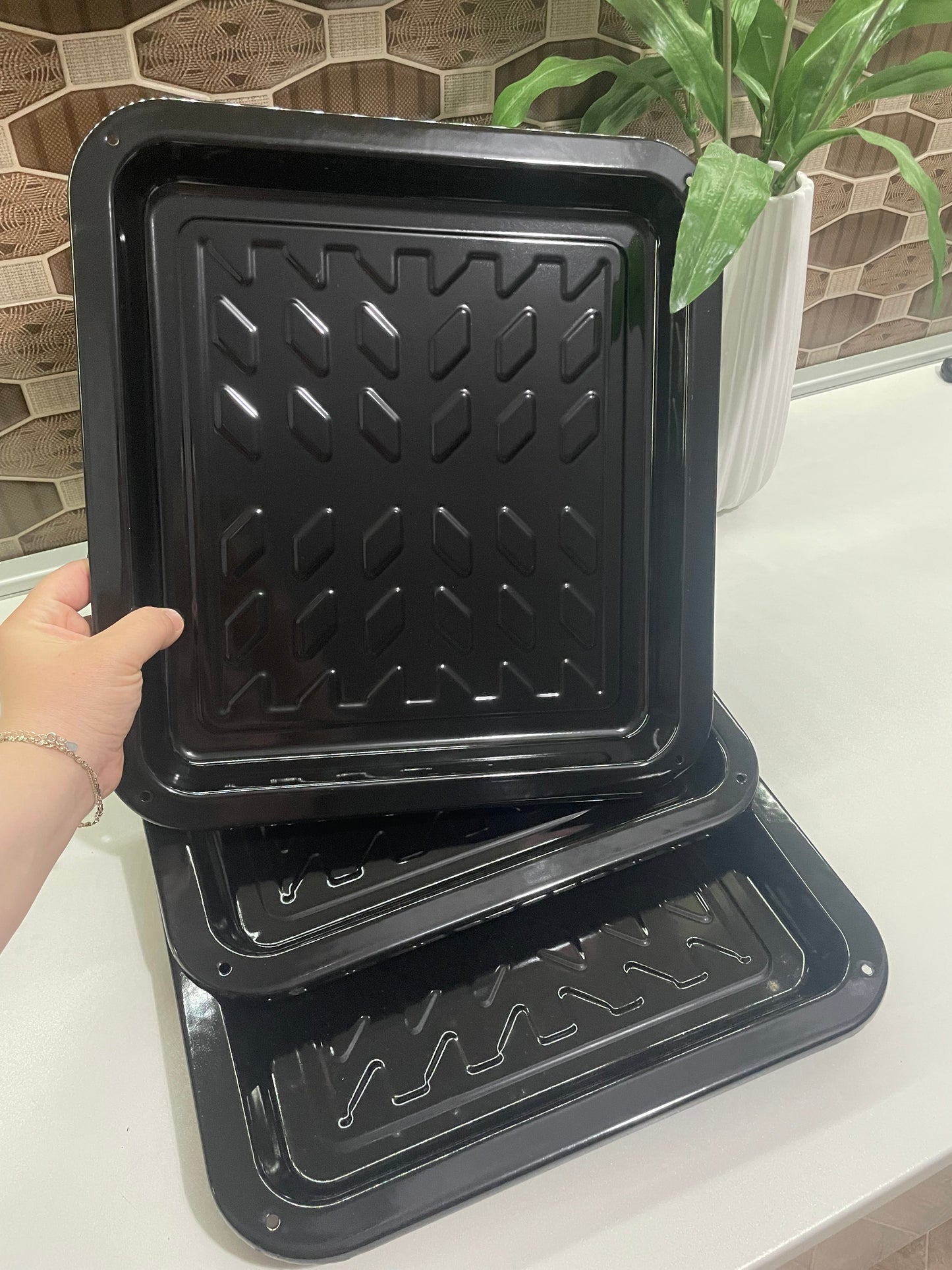 Set od 3 emajlirana pleha za pečenje – 37 × 34 cm